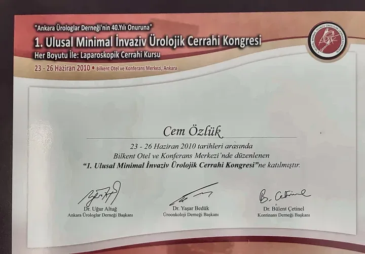 1. Ulusal Minimal İnvaziv Ürolojik Cerrahi Kongresi — Op. Dr. Cem Özlük